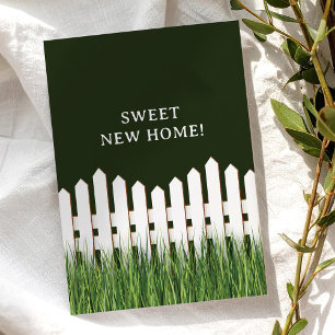 Moving Announcement with white picket fence