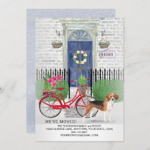 Moving Beagle Dog Bicycle Door New Home Announcement