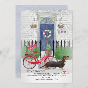 Moving Black Dachshund Dog Bicycle Door New Home  Announcement
