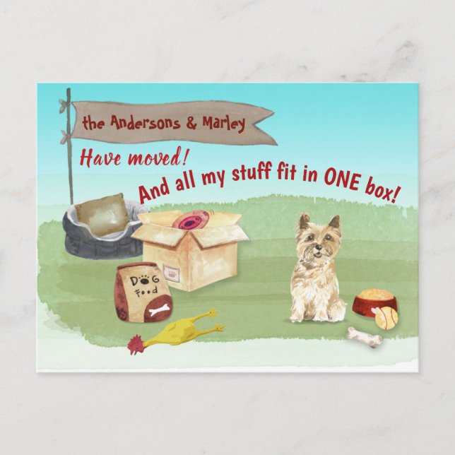 Moving Cairn Terrier Dog Toys  Our New Home     Postcard (Front)