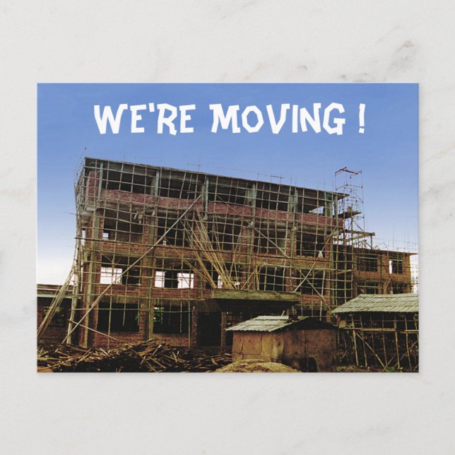 Moving Change of Address Funny House Building Announcement Postcard (Front)