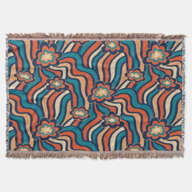 Moving Clouds - Orange and Blue -  Throw Blanket (Front)