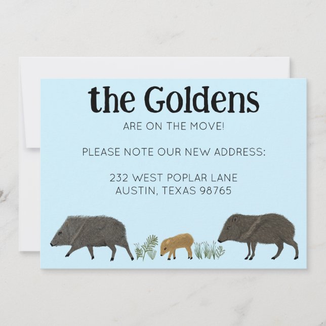 MOVING FAIRE-PART Javelina Famille Sud-Ouest (Devant)