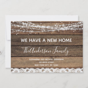 Moving Faire-part Rustic Farmhouse Wood
