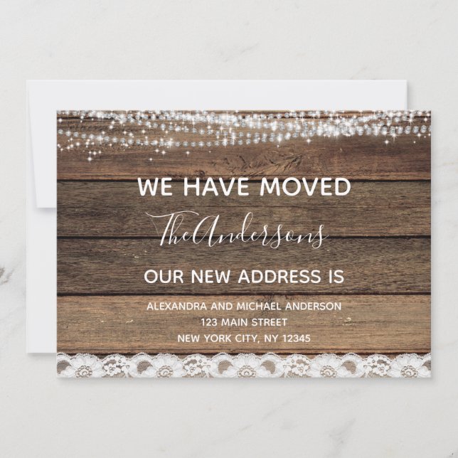 Moving Faire-part Rustic Farmhouse Wood (Devant)