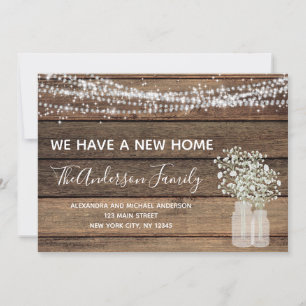 Moving Faire-part Rustic Farmhouse Wood