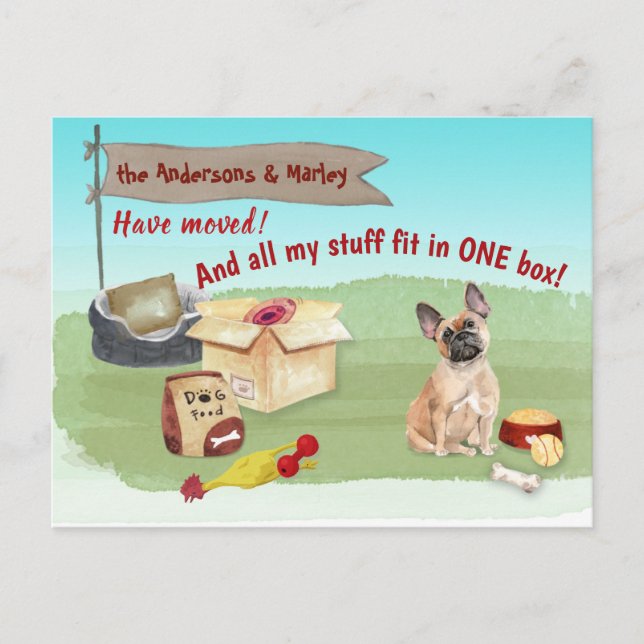 Moving French Bulldog Chien Notre nouvelle carte p (Devant)