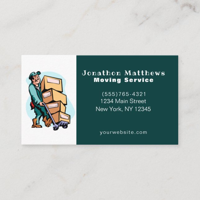 Moving Guy Company Service Business Card (Front)