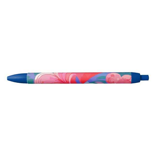 Moving hearts pattern, red and blue. black ink pen (Front)