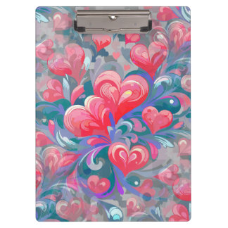 Moving hearts pattern, red and blue. clipboard
