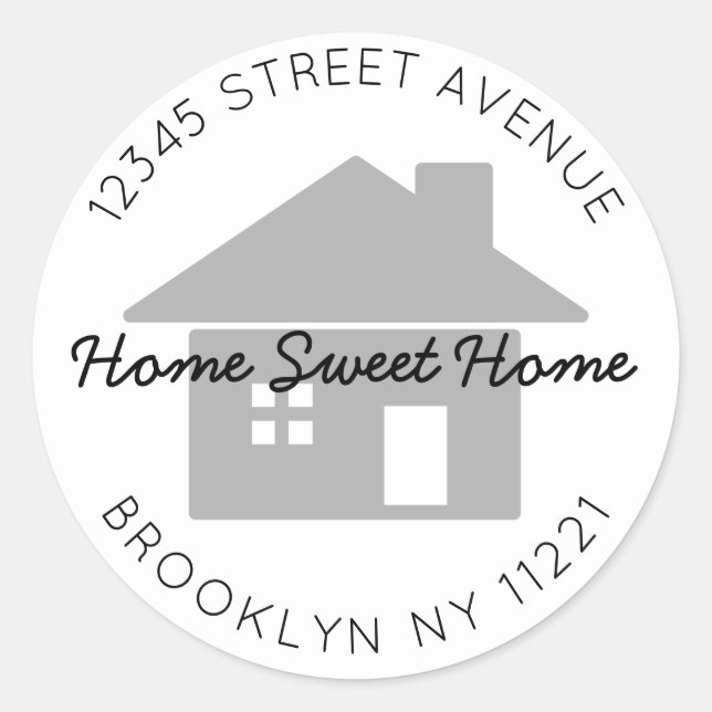Moving Home Sweet Home Grey Return Address Label (Front)