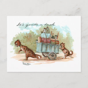 Moving House Louis Wain Postcard