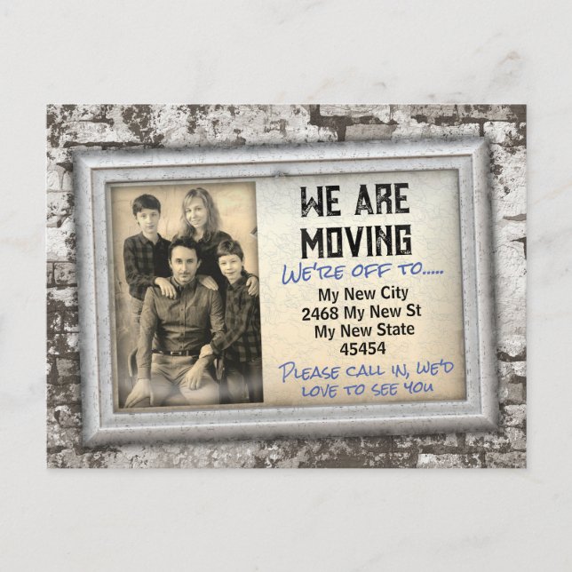 Moving House, Your photo in old frame, fun Postcard (Front)