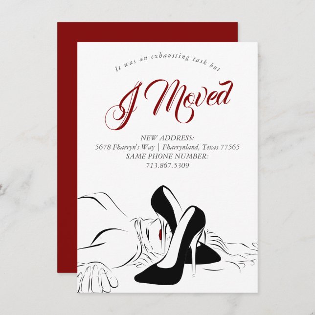 Moving is Exhausting | Black and Red New Address Announcement (Front/Back)