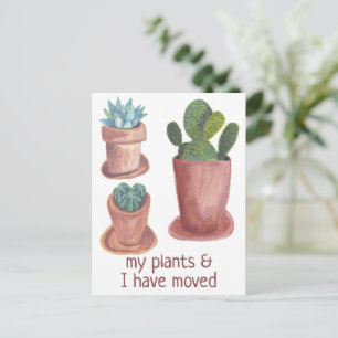 MOVING New Home Address Cactus Watercolor Postcard