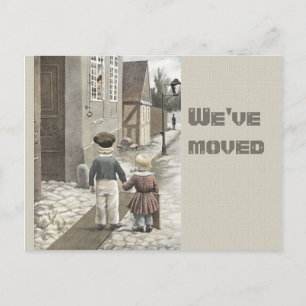 Moving New home Vintage children CC0084 Announcement Postcard