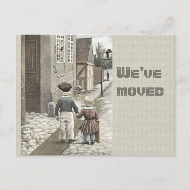 Moving New home Vintage children CC0084 Announcement Postcard (Front)