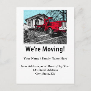 Moving Notice, Red Truck Announcement Postcard