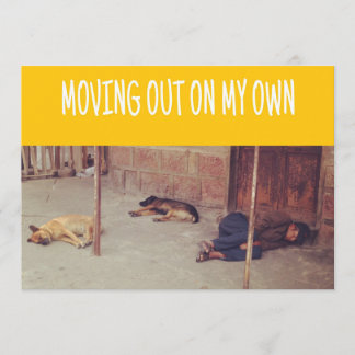 Moving Out Announcement (Man and dogs on street)