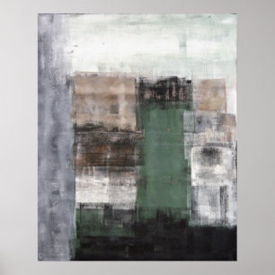 'Moving Over' Green and Brown Abstract Art Poster