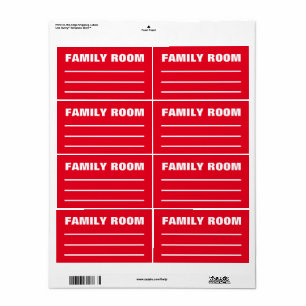 Moving Packing Organizing Labels -  Family Room 