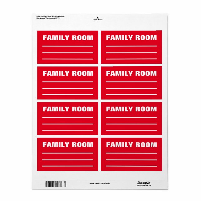 Moving Packing Organizing Labels -  Family Room  (Full Sheet)