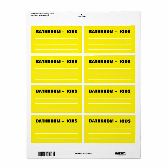Moving Packing Organizing Labels -  Kid's Bathroom (Full Sheet)