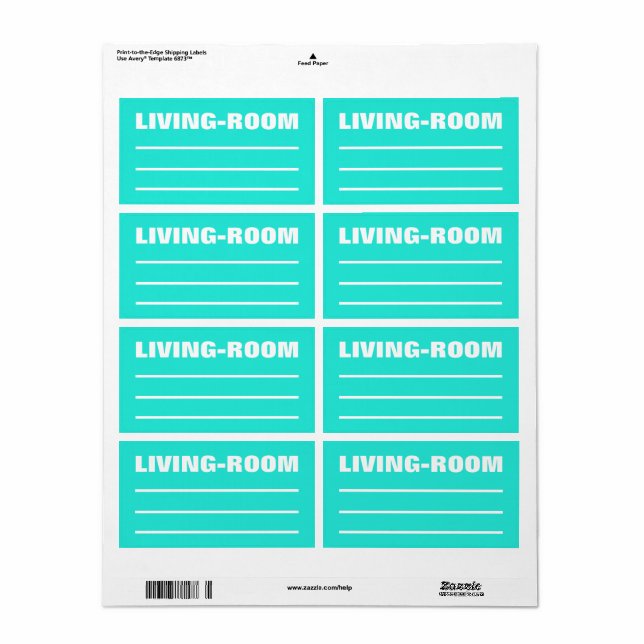 Moving Packing Organizing Labels - Living Rooms (Full Sheet)