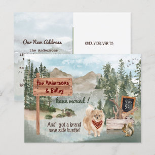 Moving Pomeranian Dog Woodland New Address        Announcement Postcard