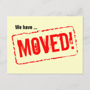 Moving postcards with red rubber stamp design