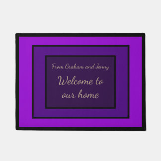 Moving Present Purple Personalized Welcome Doormat