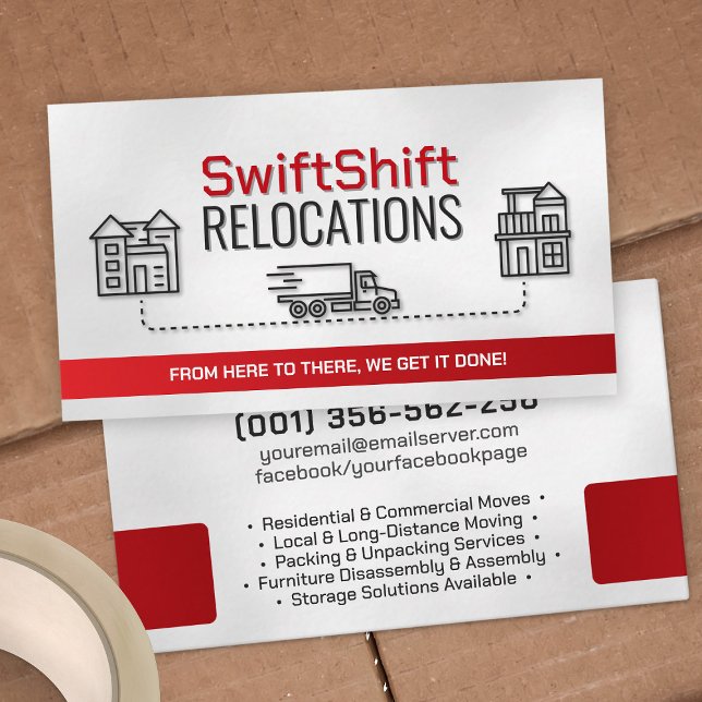 Moving Services - Relocation - Line art Business Card (Creator Uploaded)