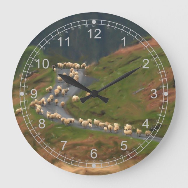 Moving Sheep Large Clock (Front)