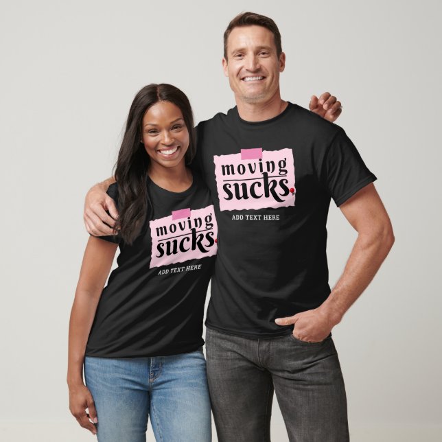 Moving Sucks! Modern Funny Farewell Good Bye Gift T-Shirt (Unisex)