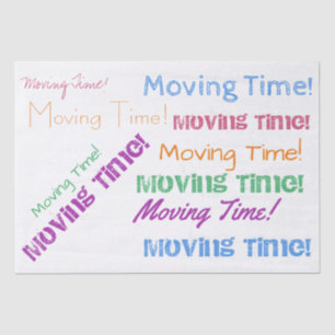 Moving Time Colourful Typography New Home Tissue Paper
