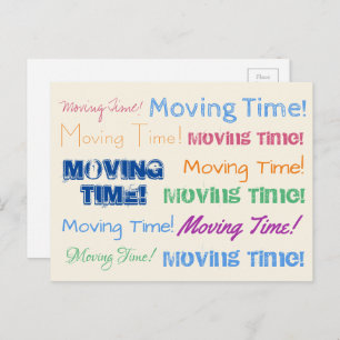 Moving Time colourful typography Postcard
