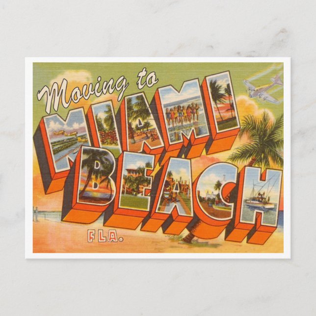 Moving to Miami Beach Vintage Address Change Postcard (Front)