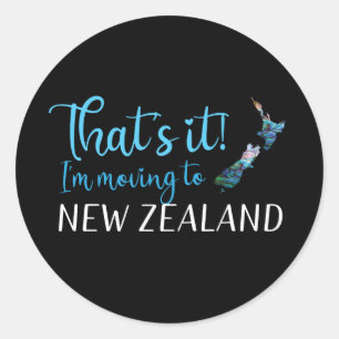 MOVING TO NEW ZEALAND KIWI PAUA CLASSIC ROUND STICKER