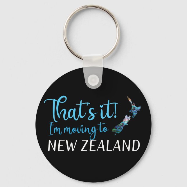 MOVING TO NEW ZEALAND KIWI PAUA KEYCHAIN (Front)