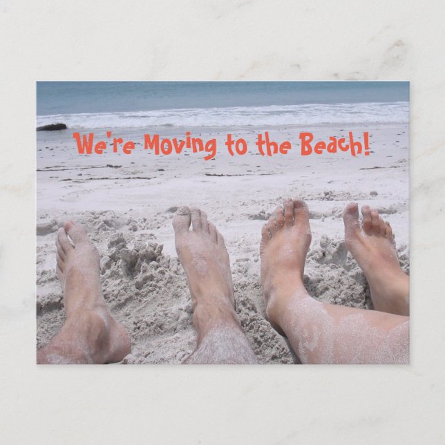 Moving to the Beach funny change of address Announcement Postcard (Front)