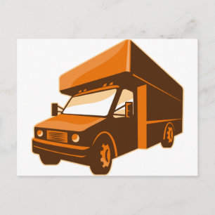 moving truck delivery van retro postcard