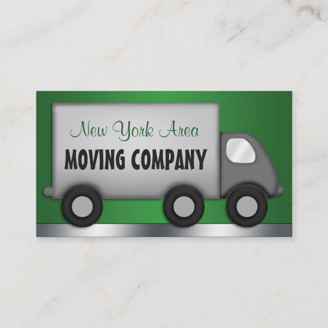 Moving Truck Green Movers Business Cards (Front)