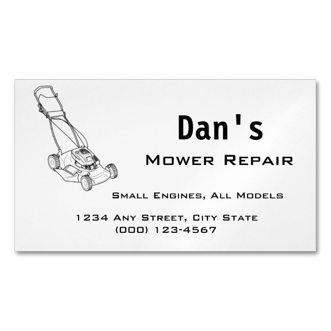 Mower and Small Engine Repair  Magnetic Business Card (Front)