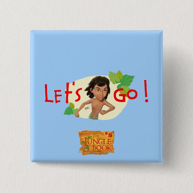 Mowgli 2 inch square button (Front)