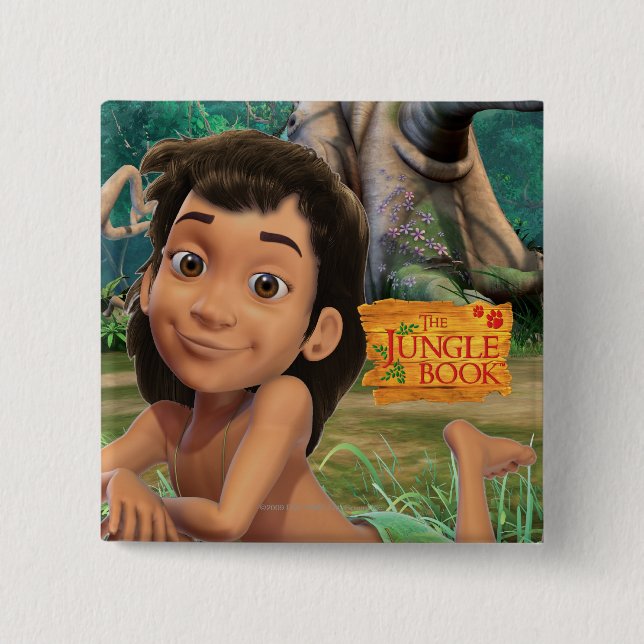 Mowgli 4 2 inch square button (Front)