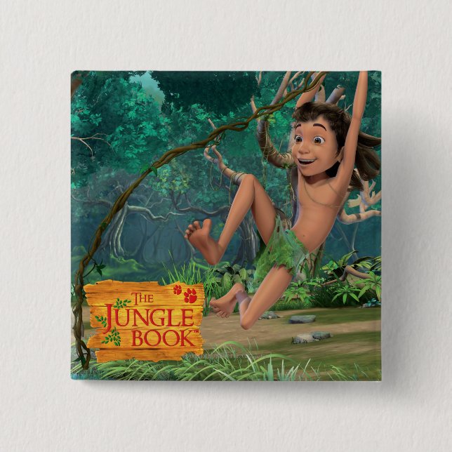 Mowgli 5 2 inch square button (Front)