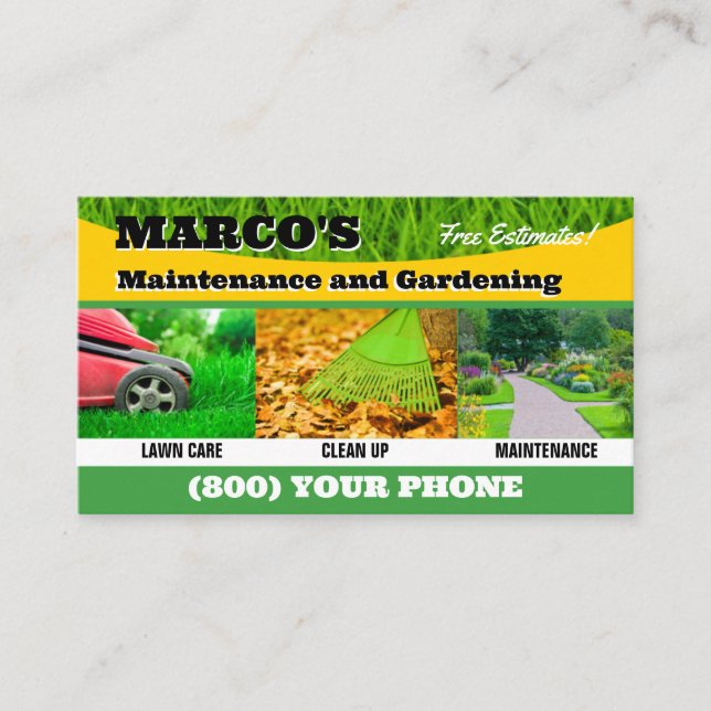 Mowing and Lawn Care Business Card (Front)