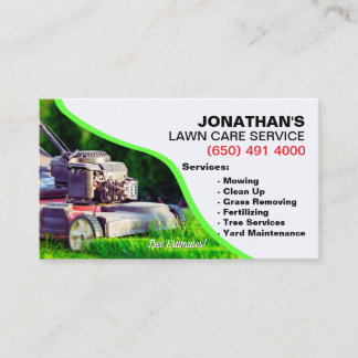 Mowing CleanUp Grass Removing Lawn care Landscapin Business Card