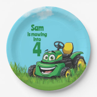 Mowing Into Lawn Mower Birthday Party Paper Plate