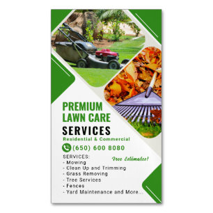 Mowing Lawn Care Service Magnetic Business Card